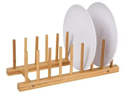 Markenlos Aufbewahrung Küche-34 x 13,5 x 12 Bambus Tellerhalter