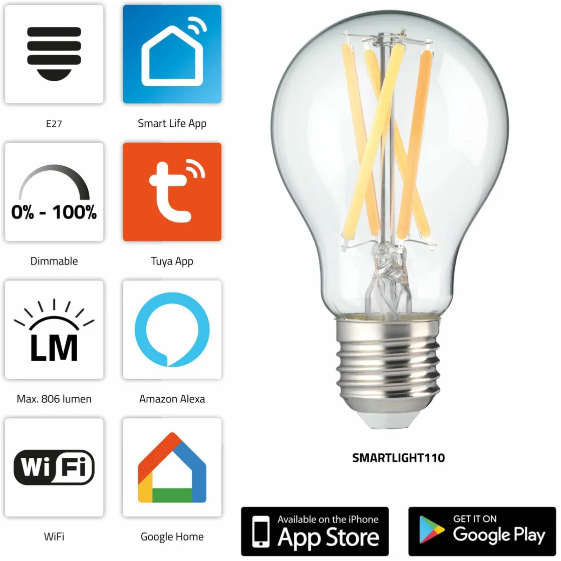 Alecto Innenraumbeleuchtung|Innenraumbeleuchtung-SMARTLIGHT110 Smart-LED-Glühlampe
