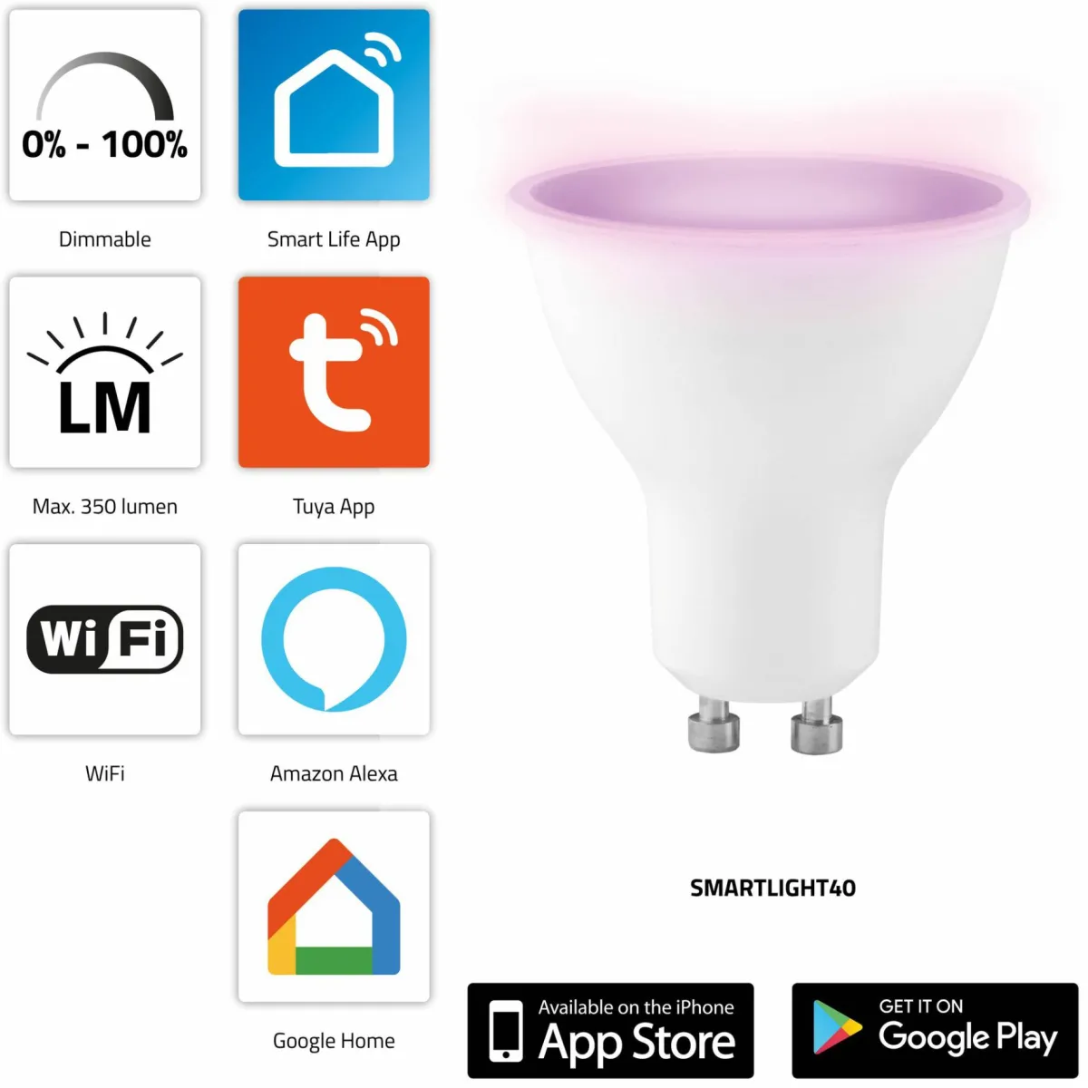 Alecto SMARTLIGHT40 Smart-LED-Farblampe< Innenraumbeleuchtung|Innenraumbeleuchtung