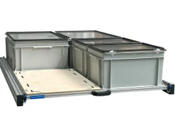 Markenlos Alu 120 x 80 cm Heckauszug mit 4 Boxen mit Deckel und Multiplex< Heckauszüge