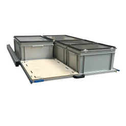 Markenlos Alu 120 x 80 cm Heckauszug mit 4 Boxen mit Deckel und Multiplex< Heckauszüge