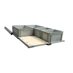 Markenlos Alu 120 x 80 cm Heckauszug mit 4 offenen Boxen und Multiplex< Heckauszüge