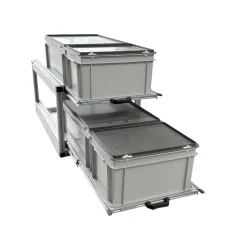 Markenlos Aluminium 90 x 40 cm Doppel-Heckauszug mit 4 geschlossene Boxen< Heckauszüge