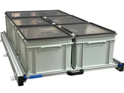 Markenlos Aluminium 120 x 60 cm Heckauszug mit 5 geschlossenen Boxen< Heckauszüge