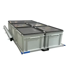 Markenlos Aluminium 120 x 60 cm Heckauszug mit 5 geschlossenen Boxen< Heckauszüge