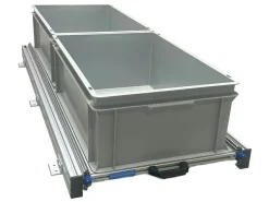 Markenlos Aluminium Schiebeframe 120x40 cm mit 2 offenen Boxen< Heckauszüge