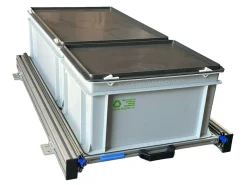 Markenlos Aluminium 90x40 cm Schiebegestell mit 2 Körben und Deckel< Heckauszüge