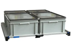 Markenlos Heckauszüge^Aluminium-Heckauszug 90x80 cm mit 4 Behältern mit Deckel
