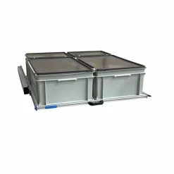 Markenlos Heckauszüge^Aluminium-Heckauszug 90x80 cm mit 4 Behältern mit Deckel