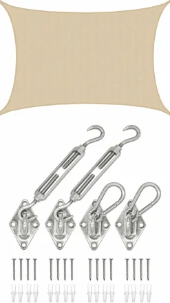Amanka Sonnensegel|Sonnensegel-4 x 6 atmungsaktives UV Sonnensegel - Beige