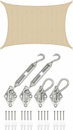 Amanka Sonnensegel|Sonnensegel-3 x 4 atmungsaktives UV Sonnensegel - Beige