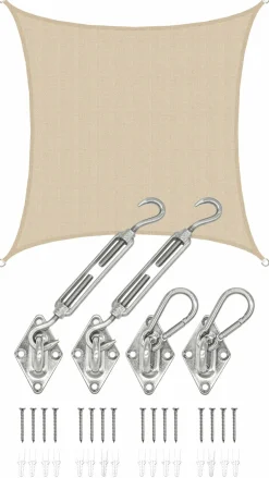 Amanka 2 x 2 atmungsaktives UV Sonnensegel - Beige< Sonnensegel|Sonnensegel