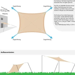 Amanka 4 x 6 HDPE Sonnensegel - Beige< Sonnensegel|Sonnensegel