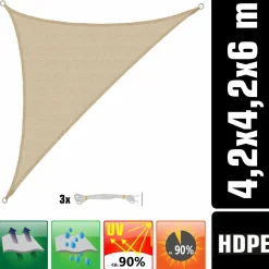 Amanka 5,1 x 3,6 HDPE Sonnensegel - Beige< Sonnensegel|Sonnensegel