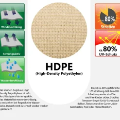 Amanka 3 x 2 HDPE Sonnensegel - Beige< Sonnensegel|Sonnensegel
