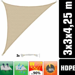 Amanka Sonnensegel|Sonnensegel-4,2 x 3 HDPE Sonnensegel - Beige