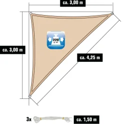 Amanka Sonnensegel|Sonnensegel-4,2 x 3 HDPE Sonnensegel - Beige