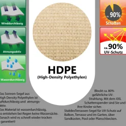 Amanka Sonnensegel|Sonnensegel-4,2 x 3 HDPE Sonnensegel - Beige