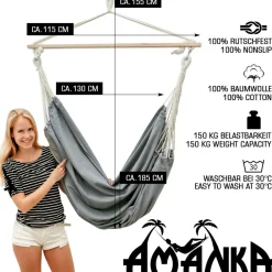 Amanka 185 x 130 Sicherheits Hängestuhl - Grey< Hängematten