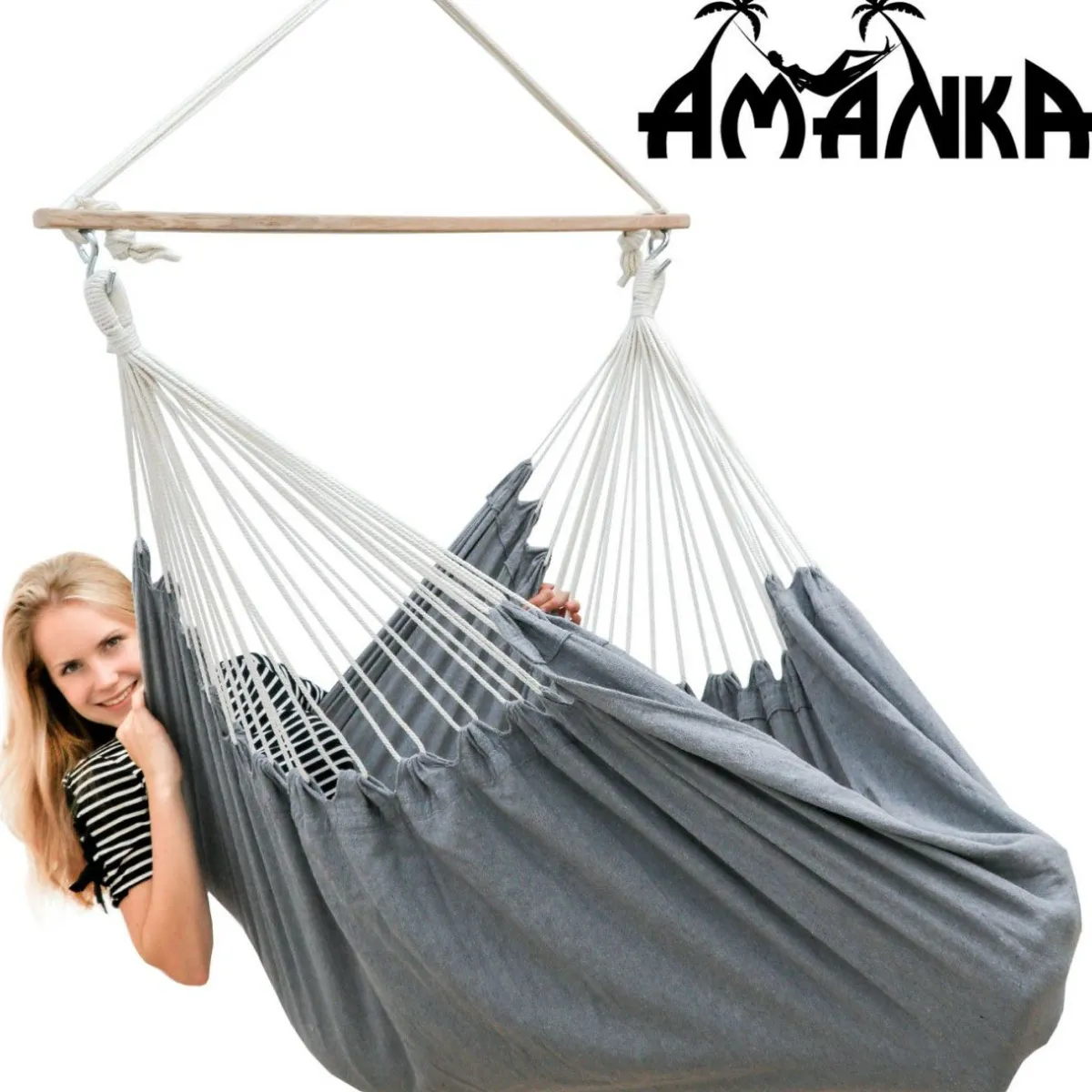 Amanka 185 x 130 Sicherheits Hängestuhl - Grey< Hängematten