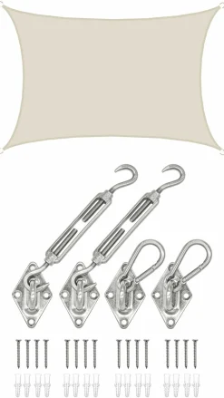 Amanka Sonnensegel|Sonnensegel^3 x 4 Wasserdichtes Sonnensegel mit Befestigung - Beige