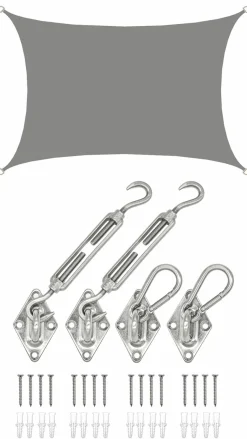 Amanka Sonnensegel|Sonnensegel^3 x 4 Wasserdichtes Sonnensegel mit Befestigung - Grey