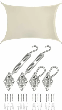 Amanka Sonnensegel|Sonnensegel^2 x 3 Wasserdichtes Sonnensegel mit Befestigung - Beige
