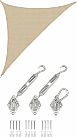 Amanka Sonnensegel|Sonnensegel^4,2 x 4,2 x 6 atmungsaktives UV Sonnensegel - Beige