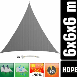 Amanka 6 x 6 x 6 atmungsaktives UV Sonnensegel - Grey< Sonnensegel|Sonnensegel