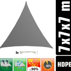 Amanka 7 x 7 x 7 HDPE Sonnensegel - Grey< Sonnensegel|Sonnensegel