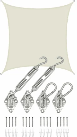 Amanka Sonnensegel|Sonnensegel^4x4 Wasserdichtes Beige Sonnensegel mit Befestigung