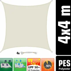 Amanka Sonnensegel|Sonnensegel^4x4 Wasserdichtes Beige Sonnensegel mit Befestigung