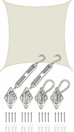 Amanka Sonnensegel|Sonnensegel^3x3 Wasserdichtes Beige Sonnensegel mit Befestigung