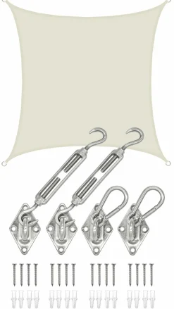 Amanka Sonnensegel|Sonnensegel^2x2 Wasserdichtes Beige Sonnensegel mit Befestigung