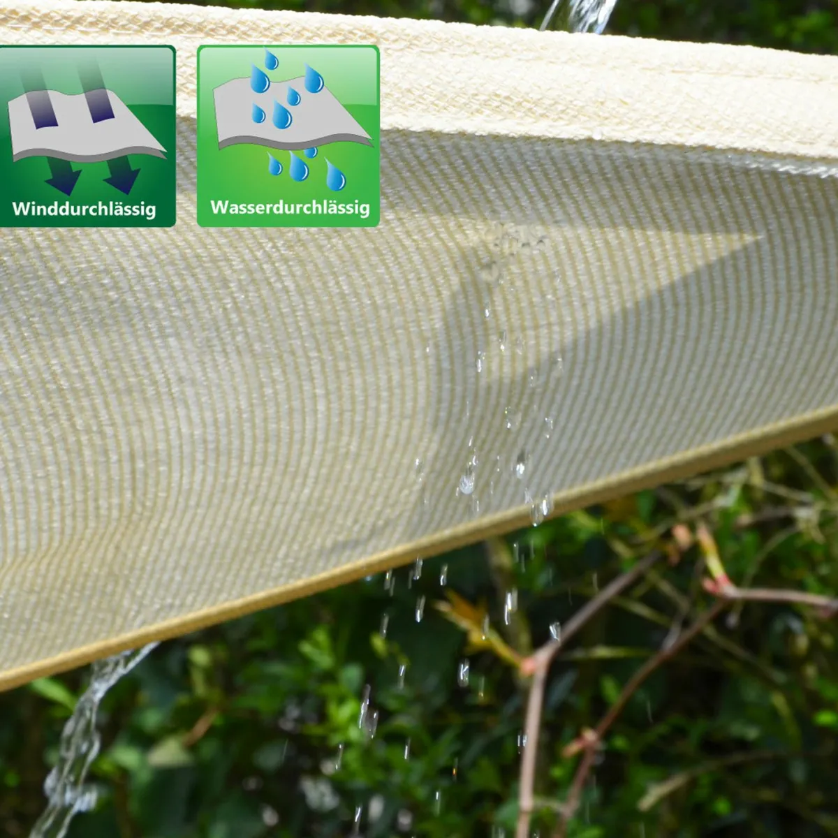 Amanka 6x5m beiges HDPE wasserdurchlässiges Schattennetz< Sonnensegel|Sonnensegel