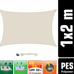 Amanka Sonnensegel|Sonnensegel^1x2m beiges Polyester wasserdichtes Schattennetz