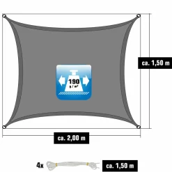 Amanka Sonnensegel|Sonnensegel-1,5x2m graues Polyester wasserdichtes Schattennetz