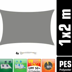 Amanka 1x2m graues Polyester wasserdichtes Schattennetz< Sonnensegel|Sonnensegel