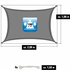 Amanka 1x2m graues Polyester wasserdichtes Schattennetz< Sonnensegel|Sonnensegel