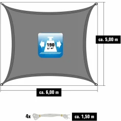 Amanka 6x5m graues Polyester wasserdichtes Schattennetz< Sonnensegel|Sonnensegel