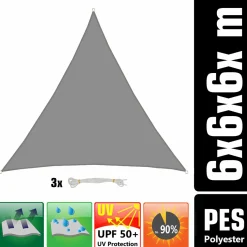 Amanka Sonnensegel|Sonnensegel-6x6x6 graues Polyester wasserdichtes Schattennetz