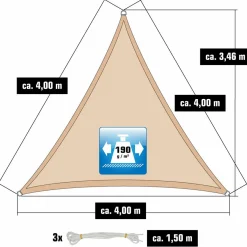 Amanka 4x4x4 Wasserdichtes Sonnensegel mit Befestigung - Beige< Sonnensegel|Sonnensegel