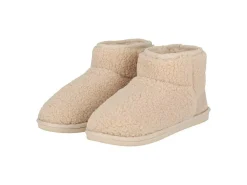 Apollo Damen Teddy Pantoffeln - Off White< Socken