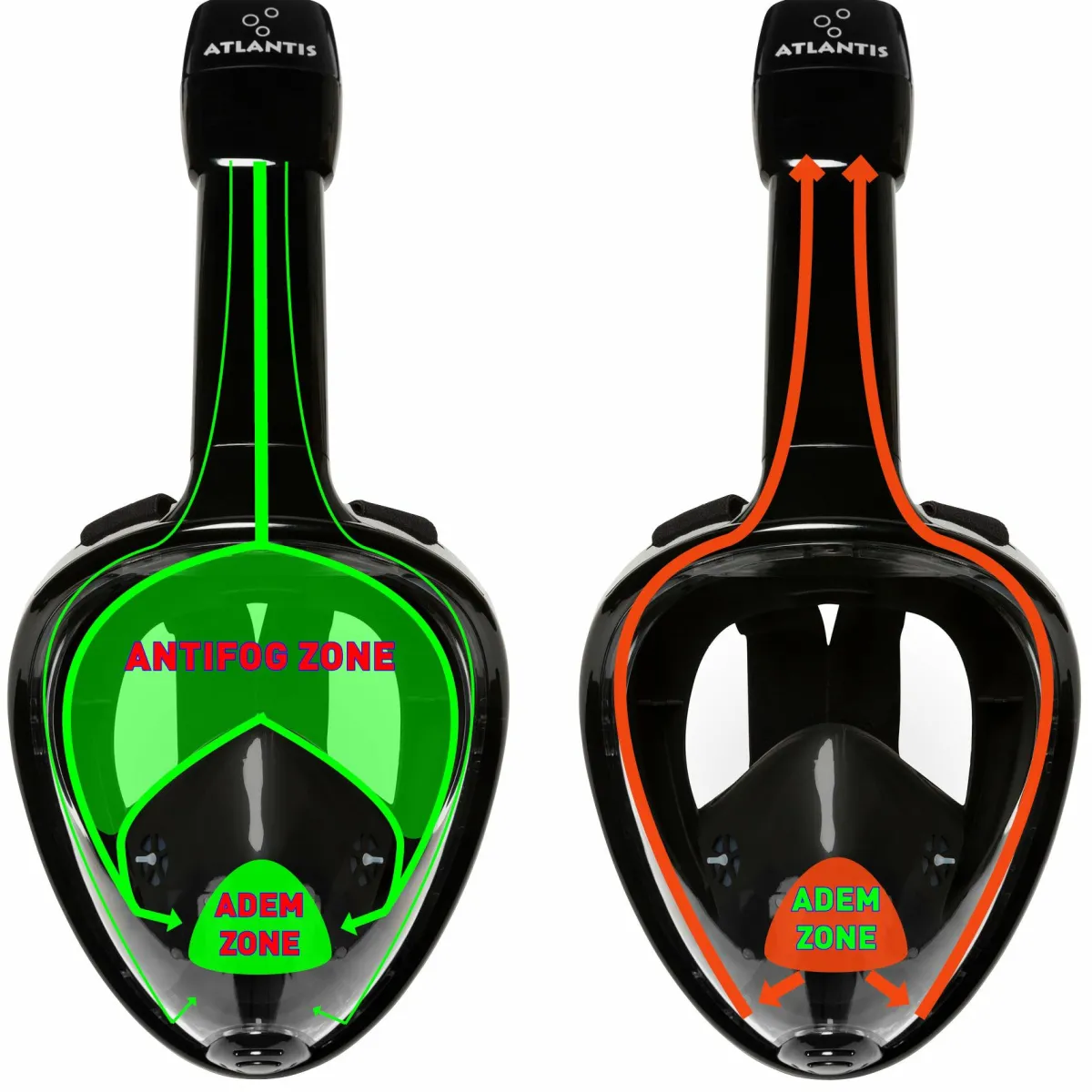 Atlantis Full Face S/M Erwachsene Schnorchelmaske - Black< Schnorcheln & Tauchen
