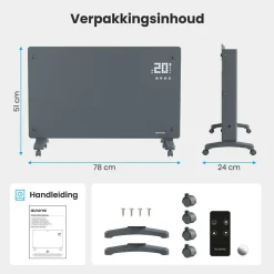 Auronic Elektroheizungen|Elektroheizungen^2000 Watt Glasplattenheizung - Grey