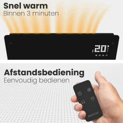 Auronic Elektroheizungen|Elektroheizungen-2000 Watt Glasplattenheizung - Black