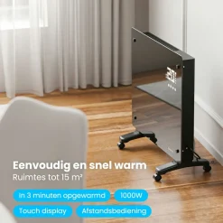 Auronic Elektroheizungen|Elektroheizungen^1000 Watt Glasplattenheizung - Black