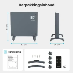 Auronic 1000 Watt Glasplattenheizung - Grey< Elektroheizungen|Elektroheizungen