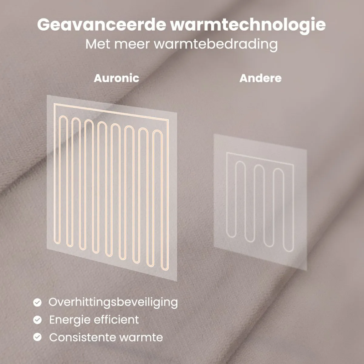 Auronic 200 x 180 cm Elektrische Decke - Taupe< Heizdecken