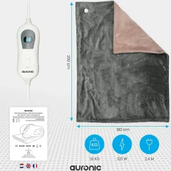 Auronic 2-Personen Elektrische Decke - Grey< Heizdecken
